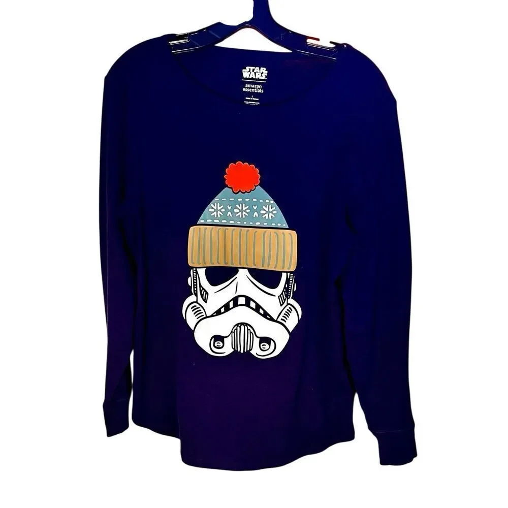 Star Wars Essentials Women's Pajama Sleep Shirt Lounge Long Sleeve Navy Size L
